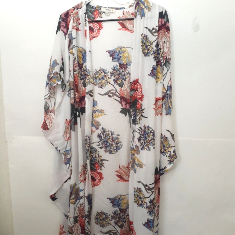 Umgee Kimono Cardigan - Multicolor FLOWERS Size XL/1XL Oversize Up To 4X